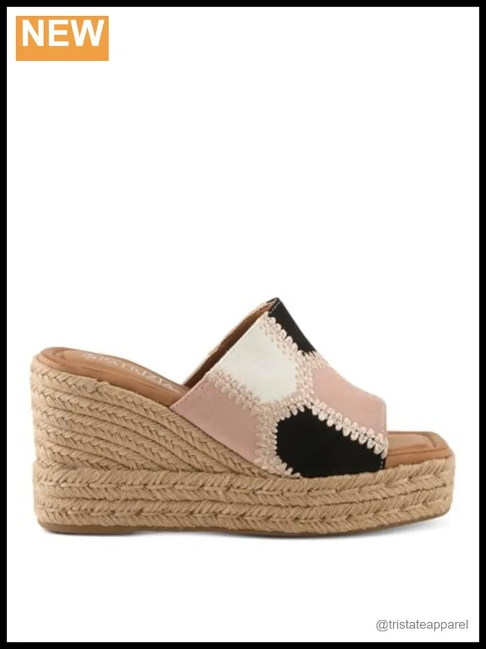 Women's Evolet Square Toe Wedge Sandals Jute Braided Platform Padded Slip On